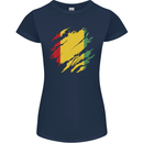 Torn Guinea Flag Guinean Day Football Womens Petite Cut T-Shirt Navy Blue