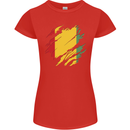 Torn Guinea Flag Guinean Day Football Womens Petite Cut T-Shirt Red