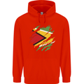 Torn Guyana Flag Guyanese Day Football Childrens Kids Hoodie Bright Red