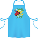 Torn Guyana Flag Guyanese Day Football Cotton Apron 100% Organic Turquoise