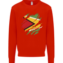 Torn Guyana Flag Guyanese Day Football Kids Sweatshirt Jumper Bright Red