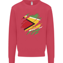 Torn Guyana Flag Guyanese Day Football Kids Sweatshirt Jumper Heliconia