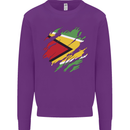 Torn Guyana Flag Guyanese Day Football Kids Sweatshirt Jumper Purple