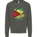 Torn Guyana Flag Guyanese Day Football Kids Sweatshirt Jumper Storm Grey