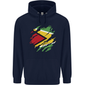 Torn Guyana Flag Guyanese Day Football Mens 80% Cotton Hoodie Navy Blue