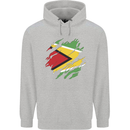 Torn Guyana Flag Guyanese Day Football Mens 80% Cotton Hoodie Sports Grey