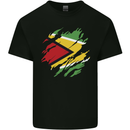Torn Guyana Flag Guyanese Day Football Mens Cotton T-Shirt Tee Top Black