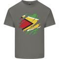 Torn Guyana Flag Guyanese Day Football Mens Cotton T-Shirt Tee Top Charcoal