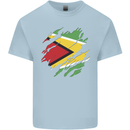 Torn Guyana Flag Guyanese Day Football Mens Cotton T-Shirt Tee Top Light Blue