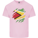 Torn Guyana Flag Guyanese Day Football Mens Cotton T-Shirt Tee Top Light Pink
