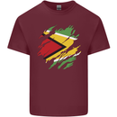 Torn Guyana Flag Guyanese Day Football Mens Cotton T-Shirt Tee Top Maroon