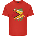 Torn Guyana Flag Guyanese Day Football Mens Cotton T-Shirt Tee Top Red