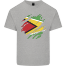 Torn Guyana Flag Guyanese Day Football Mens Cotton T-Shirt Tee Top Sports Grey
