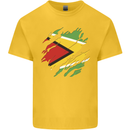 Torn Guyana Flag Guyanese Day Football Mens Cotton T-Shirt Tee Top Yellow