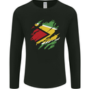 Torn Guyana Flag Guyanese Day Football Mens Long Sleeve T-Shirt Black