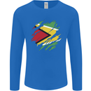 Torn Guyana Flag Guyanese Day Football Mens Long Sleeve T-Shirt Royal Blue