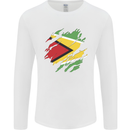 Torn Guyana Flag Guyanese Day Football Mens Long Sleeve T-Shirt White