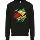 Torn Guyana Flag Guyanese Day Football Mens Sweatshirt Jumper Black