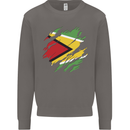 Torn Guyana Flag Guyanese Day Football Mens Sweatshirt Jumper Charcoal
