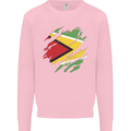 Torn Guyana Flag Guyanese Day Football Mens Sweatshirt Jumper Light Pink
