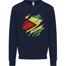 Torn Guyana Flag Guyanese Day Football Mens Sweatshirt Jumper Navy Blue