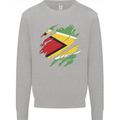 Torn Guyana Flag Guyanese Day Football Mens Sweatshirt Jumper Sports Grey