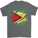 Torn Guyana Flag Guyanese Day Football Mens T-Shirt 100% Cotton Charcoal