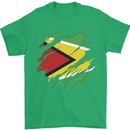 Torn Guyana Flag Guyanese Day Football Mens T-Shirt 100% Cotton Irish Green
