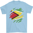 Torn Guyana Flag Guyanese Day Football Mens T-Shirt 100% Cotton Light Blue