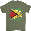 Torn Guyana Flag Guyanese Day Football Mens T-Shirt 100% Cotton Military Green