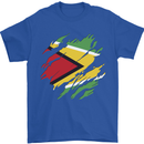 Torn Guyana Flag Guyanese Day Football Mens T-Shirt 100% Cotton Royal Blue