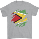 Torn Guyana Flag Guyanese Day Football Mens T-Shirt 100% Cotton Sports Grey