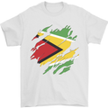 Torn Guyana Flag Guyanese Day Football Mens T-Shirt 100% Cotton White