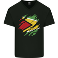 Torn Guyana Flag Guyanese Day Football Mens V-Neck Cotton T-Shirt Black