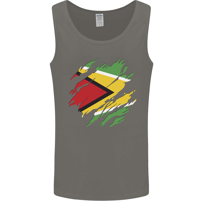 Torn Guyana Flag Guyanese Day Football Mens Vest Tank Top Charcoal