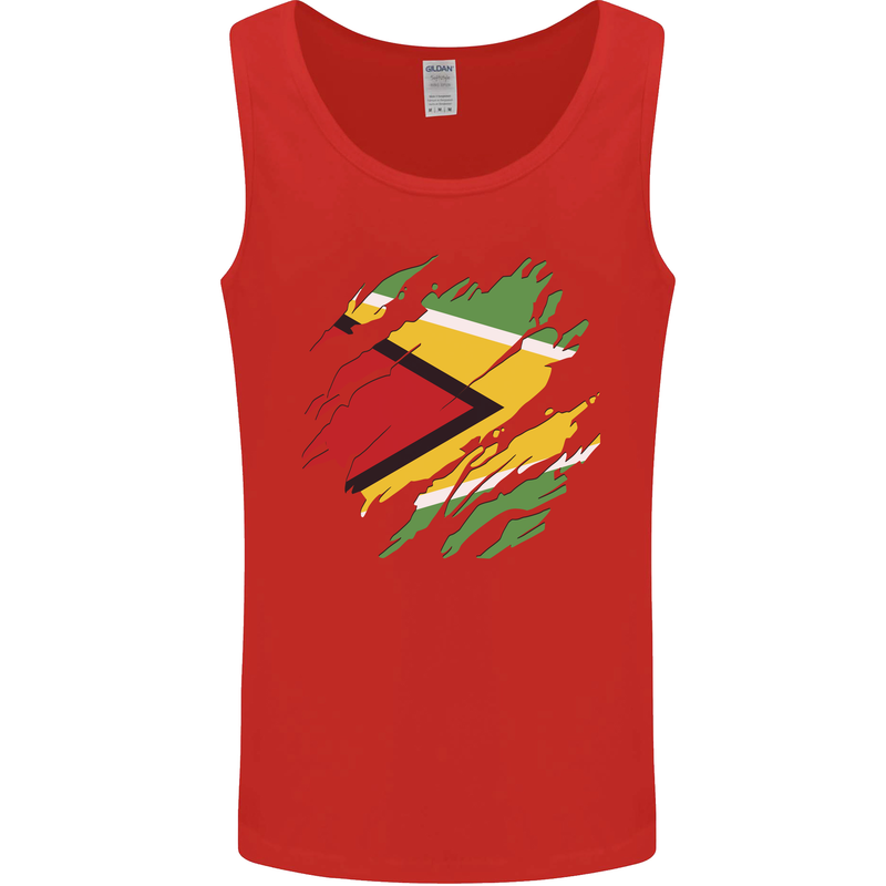 Torn Guyana Flag Guyanese Day Football Mens Vest Tank Top Red