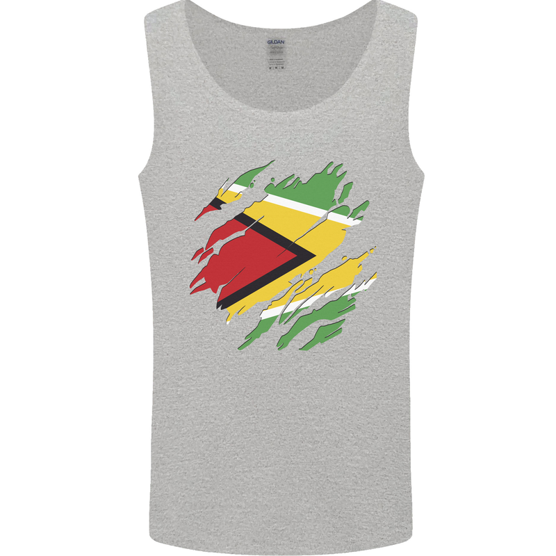 Torn Guyana Flag Guyanese Day Football Mens Vest Tank Top Sports Grey