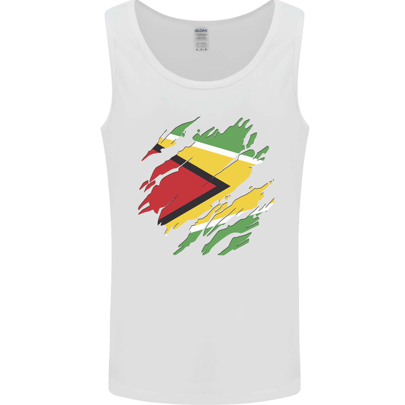 Torn Guyana Flag Guyanese Day Football Mens Vest Tank Top White