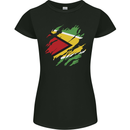 Torn Guyana Flag Guyanese Day Football Womens Petite Cut T-Shirt Black