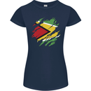 Torn Guyana Flag Guyanese Day Football Womens Petite Cut T-Shirt Navy Blue