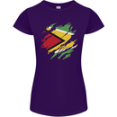 Torn Guyana Flag Guyanese Day Football Womens Petite Cut T-Shirt Purple