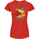 Torn Guyana Flag Guyanese Day Football Womens Petite Cut T-Shirt Red
