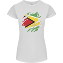 Torn Guyana Flag Guyanese Day Football Womens Petite Cut T-Shirt White