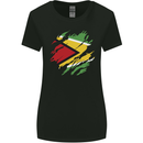 Torn Guyana Flag Guyanese Day Football Womens Wider Cut T-Shirt Black
