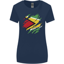 Torn Guyana Flag Guyanese Day Football Womens Wider Cut T-Shirt Navy Blue