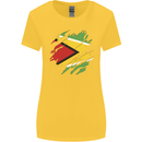 Torn Guyana Flag Guyanese Day Football Womens Wider Cut T-Shirt Yellow