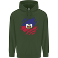 Torn Haiti Flag Haitian Day Football Childrens Kids Hoodie Forest Green