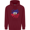 Torn Haiti Flag Haitian Day Football Childrens Kids Hoodie Maroon