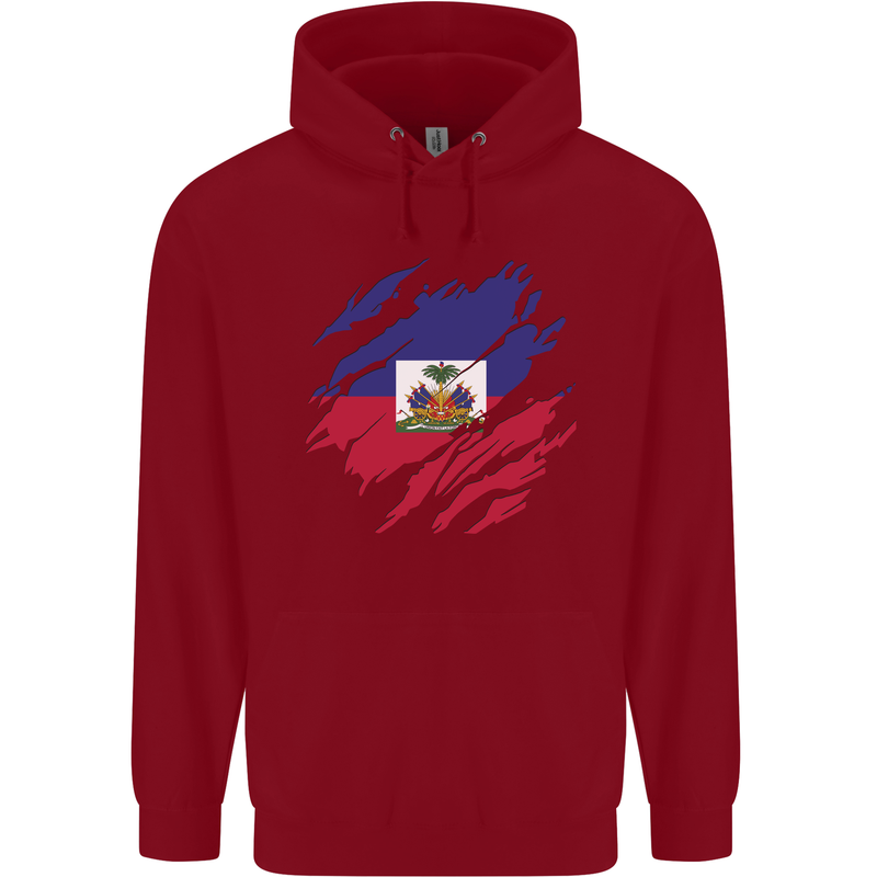 Torn Haiti Flag Haitian Day Football Childrens Kids Hoodie Red
