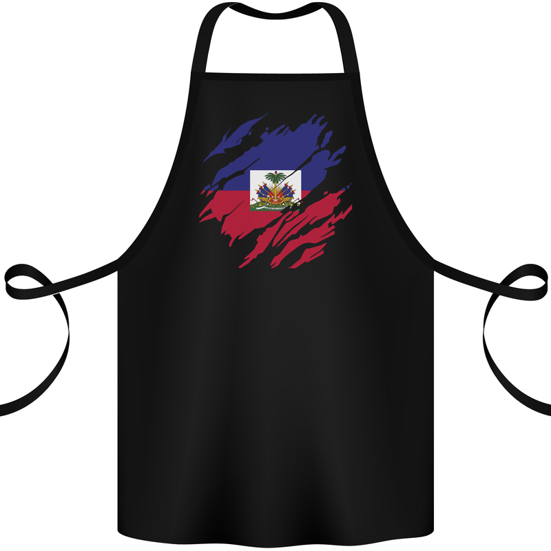 Torn Haiti Flag Haitian Day Football Cotton Apron 100% Organic Black